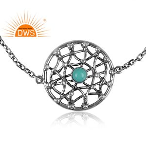 Pulsera de Plata de Ley 925 Oxidada con Turquesa Natural de Arizona de Alta Calidad, Diseño Moderno para Mujer, Joyería de Regalo - Product Image 4