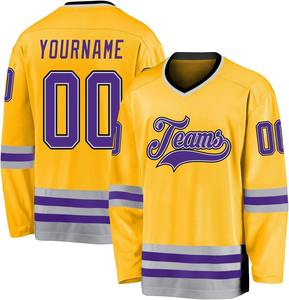 Profesional OEM personalizado Hockey sobre hielo Jerseys equipo de fábrica uniforme bordado Logo Tackle sarga personalizado nombre y número del jugador - Product Image 4