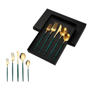 Juego de cubiertos de acero espejado con mango negro Juego de cubiertos Cubiertos de latón de calidad superior Cubiertos Caja de regalo embalaje - Product Image 6