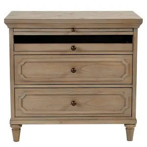 منضدة خشب صلب مع محطة شحن ودرجين-صناعة أثاث خشب الساج الحديث من إندونيسيا تصميم مخصص - Product Image 1