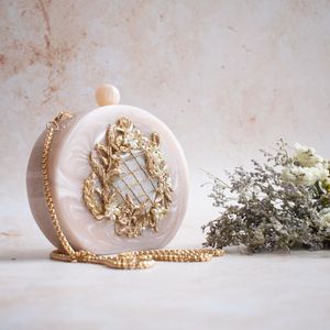 Horn <b>Clutch</b> with <b>White</b> Colour and Kundan Work Animal Style Handmade Real Touch Hand Bag for Art & Collectible Indian Customized - Product Image 6