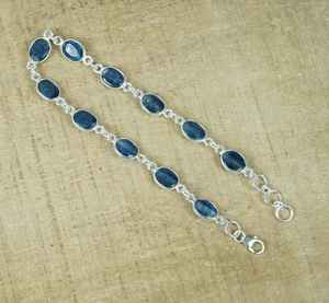 <b>Blue</b> Kyanite Sterling Silver <b>Bracelet</b> Adjustable Gemstone Jewelry Handmade Natural <b>Crystal</b> <b>Bracelet</b> - Product Image 2
