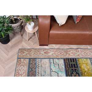 Alfombra Turca Vintage, Alfombra de 2.8x6.1 pies, Alfombra con Estampado Animal en Tono Azul - Product Image 2