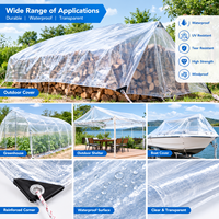 Bâche transparente avec œillets 6x6,5 pieds, robuste, imperméable, résistante aux déchirures, bords renforcés, épaisseur 14 mil, pour usage extérieur et tentes