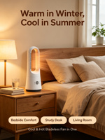 Kipas Meja Yeyun Cozy Cool & Hot: Hangat di Musim Dingin, Sejuk di Musim Panas, Sangat Senyap, Timer 0-8 Jam, Sempurna untuk Meja Samping Tempat Tidur