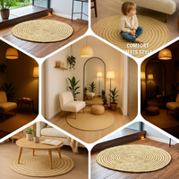 Tapis en jute tressé fait main LMC GLOBAL, rond, naturel, écologique, durable, pour la maison, personnalisable, prêt à l'exportation