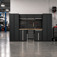 Système d'établi de rangement industriel pour garage avec panneau perforé, tiroirs verrouillables, armoire à outils robuste en acier SPCC, personnalisable OEM