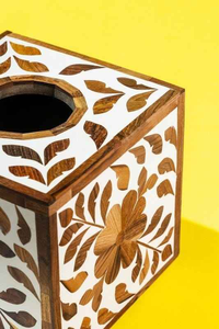 Caja de pañuelos de madera hecha a mano con diseño moderno de estilo Mughal, diseño magnífico con incrustaciones de hueso, mueble. - Product Image 2