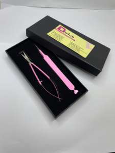 Pinzas de pestañas con diseño en forma de corazón, acero sostenible, logotipo personalizado, agarre de diamante, pinzas de extensión de pestañas puntiagudas y tijera de resorte - Product Image 4