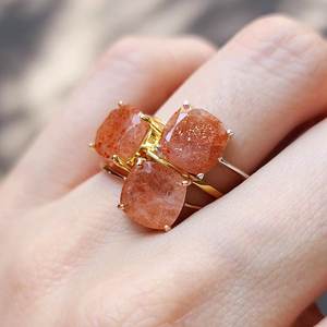 Anillo de Plata de Ley 925 con diseño único de piedra solar dorada, joyería fina de cumpleaños, regalo de aniversario, venta al por mayor a granel - Product Image 3