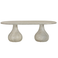 Table de salle à manger extérieure de luxe pour villa, en marbre travertin, forme ovale, très durable, pour intérieur et extérieur, avec deux pieds de support, de grande taille et lourde