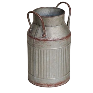 Jarrón de hojalata antiguo rústico para jardín de casa, macetas y jardineras de granja de Metal galvanizado, jarra de lata de leche para Decoración - Product Image 6