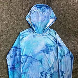 Upf50 + vêtements de pêche à manches longues séchage rapide respirant sweat à capuche de pêche pour hommes pêche à capuche Protection Uv Sublimation personnalisée - Product Image 6