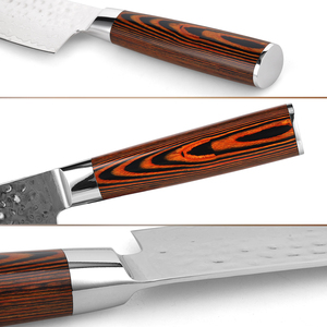 Couteau de chef damas en acier inoxydable de grande qualité personnalisé vente en gros de manche et de lame en bois coloré - Product Image 4