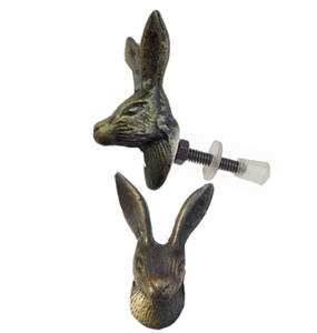 Boutons d'armoire en laiton de lapin antique et poignée de traction Design moderne pour armoire commode cuisine salle de bain salon utilisation - Product Image 2