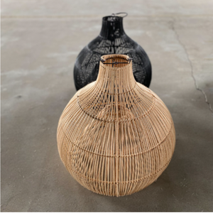 Handwoven Round <b>Pendant</b> <b>Light</b> Lampshade Water Hyacinth Ceiling <b>Light</b> Kitchen Island Home Accessories in <b>Rattan</b> Bamboo Metal - Product Image 6