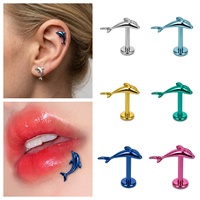 Piercing d'oreille en titane ASTM F136 hypoallergénique, à dos plat et filetage interne, pour cartilage, vente en gros de bijoux