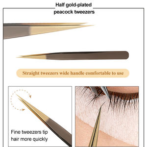 Pince à épiler pour extensions de cils de niveau expert, pointe fine, en acier inoxydable, pour une application rapide et facile des cils - Product Image 2