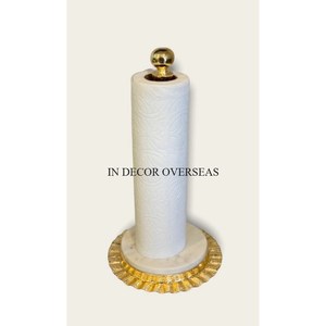 Chess Board Pattern Designer Top Quality Wooden Made Base With Gold Plated Heavy Duty Metal Paper <b>Towel</b> Holder Bathroom Supplies - Product Image 2