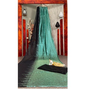 Diseñador de Bollywood Heavy Double Sequence Work Elegante traje Sari elegante para damas Funciones de boda y fiesta a los mejores precios - Product Image 5