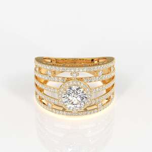 Round Cut Moissanite Diamond <b>Cocktail</b> Sterling Silver <b>Ring</b> for Party Occasions - Product Image 1