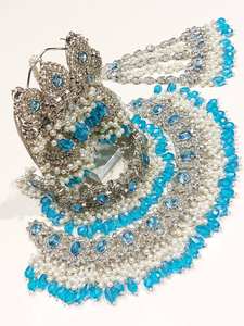 Ensemble de bijoux de mariée en acier inoxydable lourd avec strass, plaqué argent, collier classique à plusieurs rangs, boucles d'oreilles cloutées, anniversaire, femme - Product Image 6