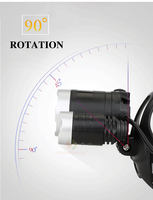 Brightenlux Haute Puissance 4 Modes Camping En Plein Air Étanche 3 Têtes Lampe Zoom LED Phare Rechargeable pour La Chasse Pêche Équitation