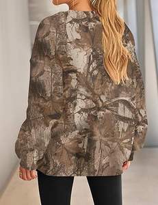 เสื้อสเวตเชิ้ตลายพรางสำหรับผู้หญิง ทรงโอเวอร์ไซส์ พิมพ์ลายใบเมเปิล คอกลม แขนยาว สไตล์ Y2K แฟชั่นฤดูใบไม้ร่วง เสื้อฮู้ดแบบสวม - Product Image 2