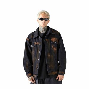 Chaqueta vaquera personalizada hecha en fábrica, chaqueta vaquera de piedra, chaqueta vaquera de lavado con hilo brillante bordado - Product Image 1