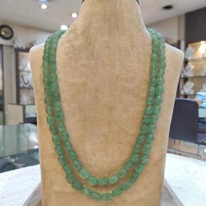 Best Quality Designer <b>Real</b> <b>Emeralds</b> Pumpkin Carving 2 Rows Classic <b>Necklace</b> Set for Women And Girls Weddings Engagements Wear - Product Image 1