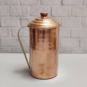 High Quality Round Copper <b>Water</b> <b>Jug</b> & Jar <b>with</b> Handle Eco-Friendly Kitchenware for Home Use Wholesale Tabletop Accessory <b>Lid</b> - Product Image 4