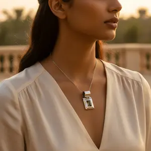 Colgante de Plata 925 Chapado en Oro con Citrino para Mujer, Gema de Cuarzo, Joyería de Titanio o Cobre - Product Image 3