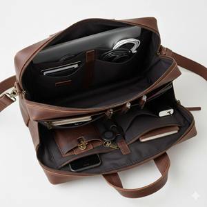 Sac messager en cuir véritable souple de luxe pour unisexe, léger, pour ordinateur portable, travail, affaires, bandoulière, sac de bureau - Product Image 2