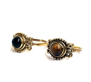 Oval Shape Gemstone <b>Ring</b> <b>Brass</b> Handmade Unique Black Onyx Tiger Eye Stone <b>Ring</b> for Women - Product Image 3