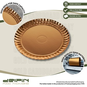 Plateau alimentaire jetable en carton doré, fabriqué en Italie, écologique, recyclable, qualité alimentaire, usage commercial, différentes tailles, prêt à être expédié - Product Image 4