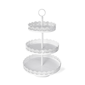 Soporte de pastel de metal de 3 niveles pulido blanco del fabricante indio Diseño extranjero para bodas y decoraciones de cumpleaños - Product Image 1