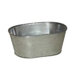 hot sell galvanized <b>planter</b> plant galvanized plant metal indoor outdoor oval <b>planter</b> herb plant pots with tray used for garden - Product Image 4
