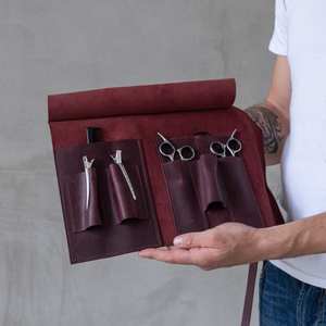 Tijeras de cintura de cuero genuino personalizadas, herramienta de peluquería de peluquero con bolsa de soporte de OEM, soporte para bolso de la LBB-0025 - Product Image 1