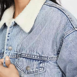 Chaqueta vaquera de manga larga con cuello vuelto y aspecto informal transpirable con logotipo personalizado de alta calidad, nueva y elegante chaqueta vaquera con bolsillo lateral para mujer - Product Image 5