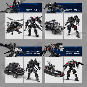 Robot de ville transformant en plastique, ensemble de <span class=keywords><strong>police</strong></span> <span class=keywords><strong>Swat</strong></span>, voiture, hélicoptère, bateau, camion, kit de briques de construction, jouet éducatif pour enfants, vente en gros - Product Image 4