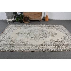 Alfombra turca vintage clásica beige marrón 5,8x9,6 pies de lana de retazos de área grande con respaldo de látex para pasillo o dormitorio - Product Image 2