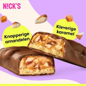 NICKS Low Carb <b>Protein</b> Bar Almond Caramel Chocolate, 13g <b>Protein</b>, 201 Calories, Keto <b>Protein</b> Bar Snacks (12 <b>Protein</b> Bars x 50g) - Product Image 4