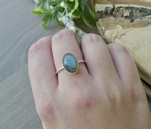 Classic Blue Fire <b>Labradorite</b> 925 Sterling Silver Handmade Bezel Setting Engagement Anniversary Wedding Party Gift <b>Ring</b> Oval Cut - Product Image 2