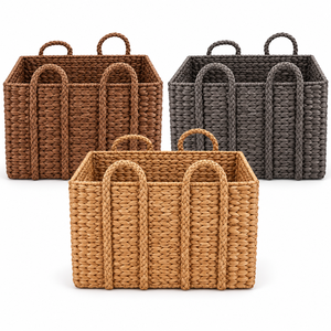 Cesta de Almacenamiento Rectangular de Mimbre Ecológica Personalizable con Asas Trenzadas para Organización del Hogar y Decoración, Venta al Por Mayor - Product Image 4