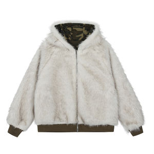 Parka de invierno personalizada para hombre, chaqueta cortavientos de gran tamaño con cremallera, forro polar Reversible, estilo bombardero de camuflaje, longitud larga - Product Image 1