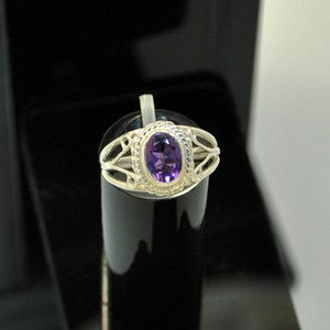 Diseño romántico amatista corte ovalado 925 Ajuste de bisel de plata esterlina anillo de banda fiesta de compromiso aniversarios de boda mujeres niñas - Product Image 6