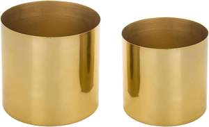 Fabriqué à la main 2 pièces en laiton ton métal intérieur/extérieur Table jardinière ensemble vase à fleurs jardinière décorative pour la maison jardin - Product Image 2