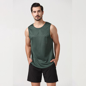 Custom Printing Men Dry <b>Fit</b> Gym Running Solid Color Sweat <b>Vest</b> O-Neck Sports Breathable <b>Muscle</b> Fitness Blank T-shirt for men - Product Image 1