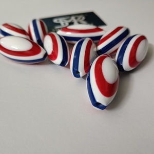 Cuentas de resina ovaladas Rojas, blancas y azules de primera calidad, cuentas artesanales a rayas pulidas, ideales para joyería DIY, pulsera, collar y proyectos de arte - Product Image 4