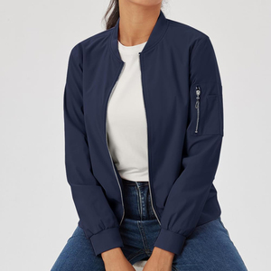 Vestes bomber pour femmes, styles décontractés, couleur unie, fermeture éclair robuste, vêtements de sport, veste bomber pour femmes d'extérieur - Product Image 4
